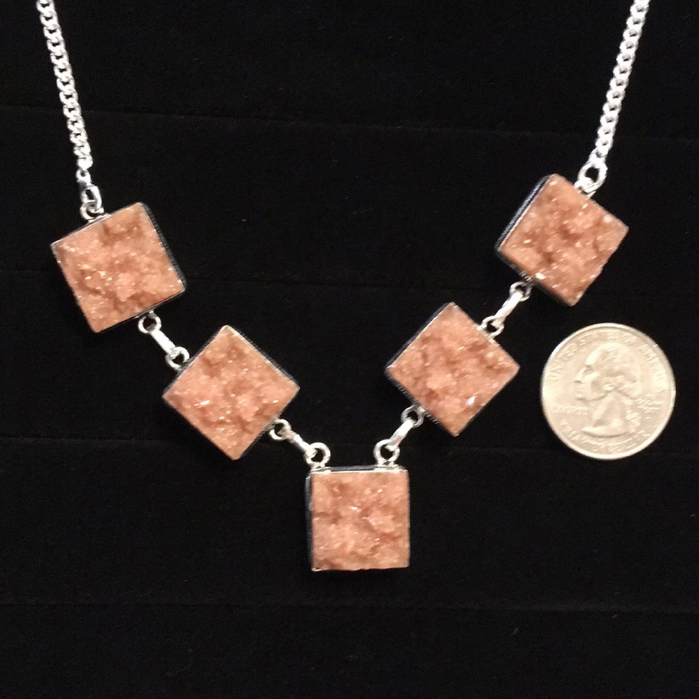 New Druzy druzy silver statement necklace 18.25”